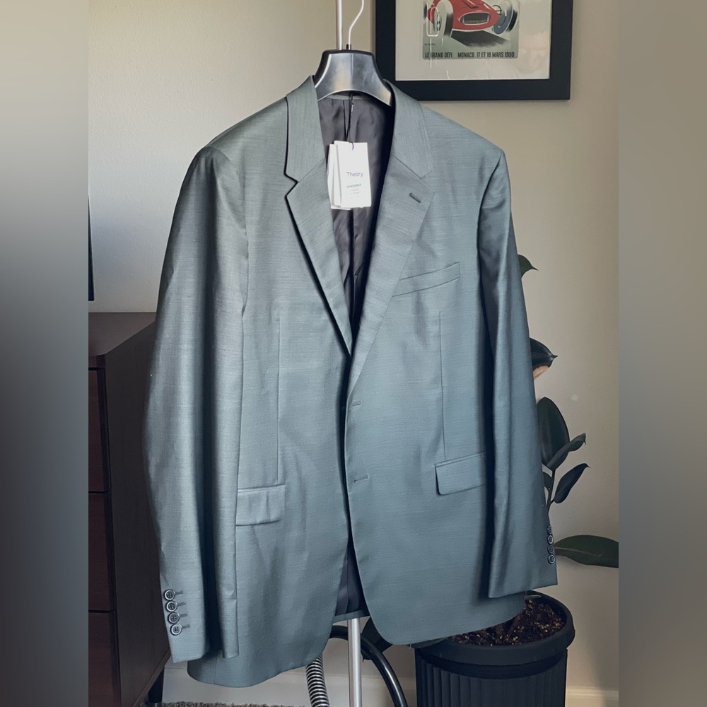 THEORY Mens Chambers Green Single Breasted Slim Fit Blazer 44R.